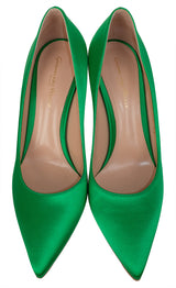 Gianvito Rossi Green Satin Pointed Toe Heels