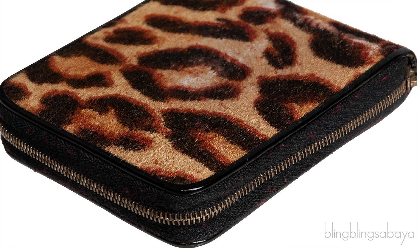 Dior Vintage Leopard Ponyhair Gambler Wallet