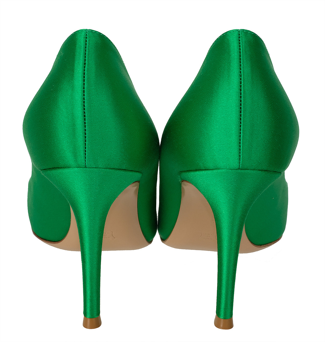 Gianvito Rossi Green Satin Pointed Toe Heels