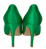 Gianvito Rossi Green Satin Pointed Toe Heels