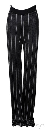 Black Stripe Knit Stretch Trouser
