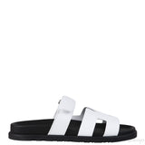Hermes Chypre Leather Sandals White