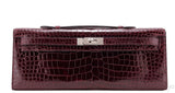 Kelly Cut Porosus Crocodile Bordeaux