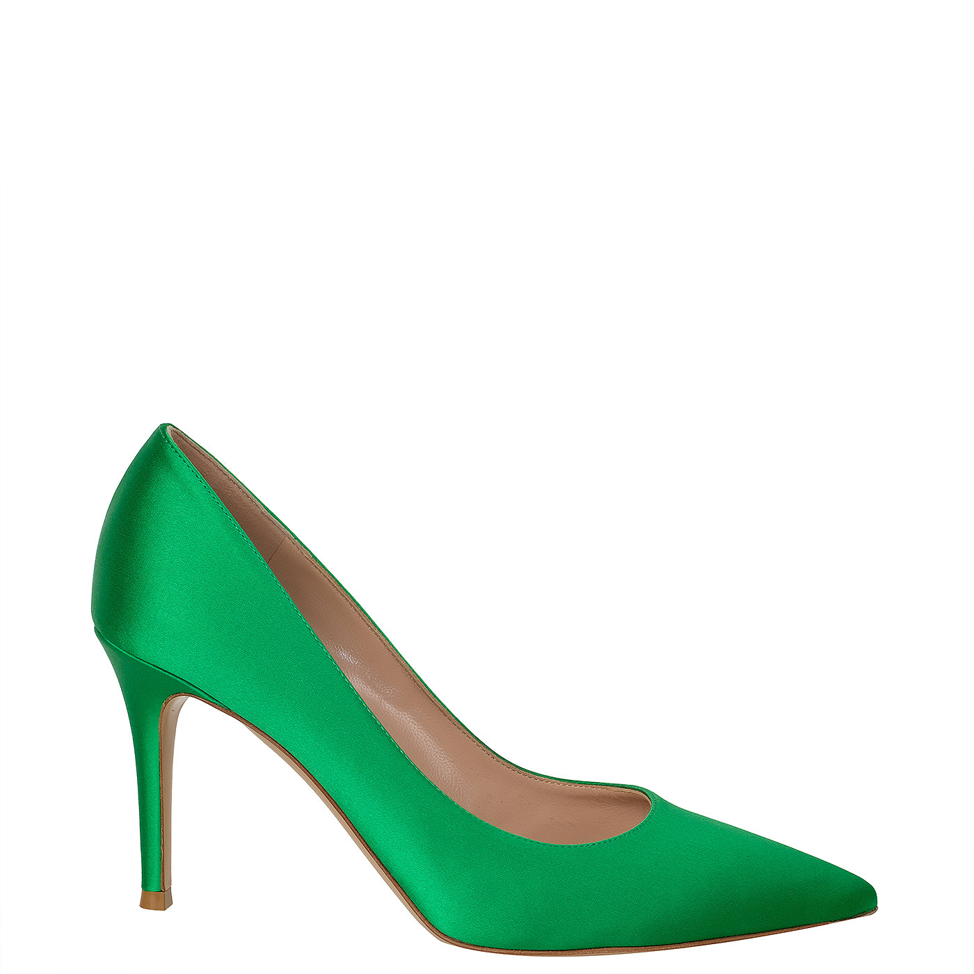 Gianvito Rossi Green Satin Pointed Toe Heels