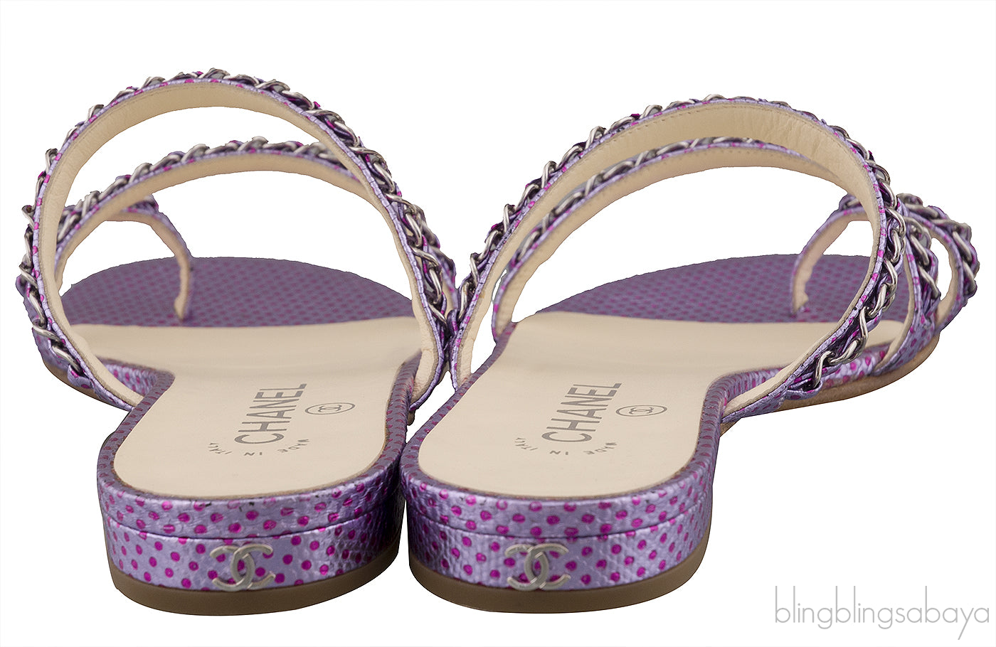 Purple Chain Polkadot Sandals