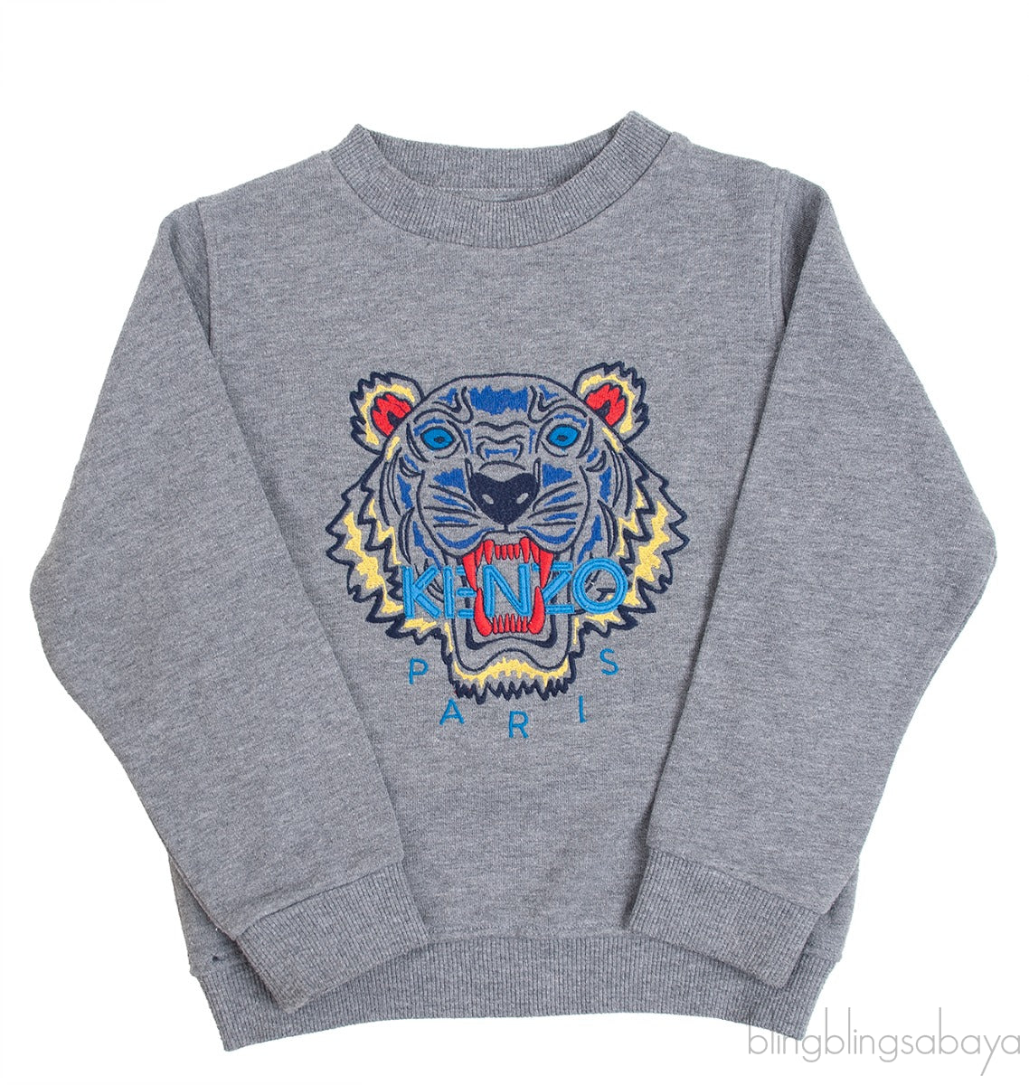 Tiger Embroidered Grey Kids Sweatshirt