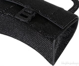 Hourglass XS Black Rhinestone Suede Calfskin