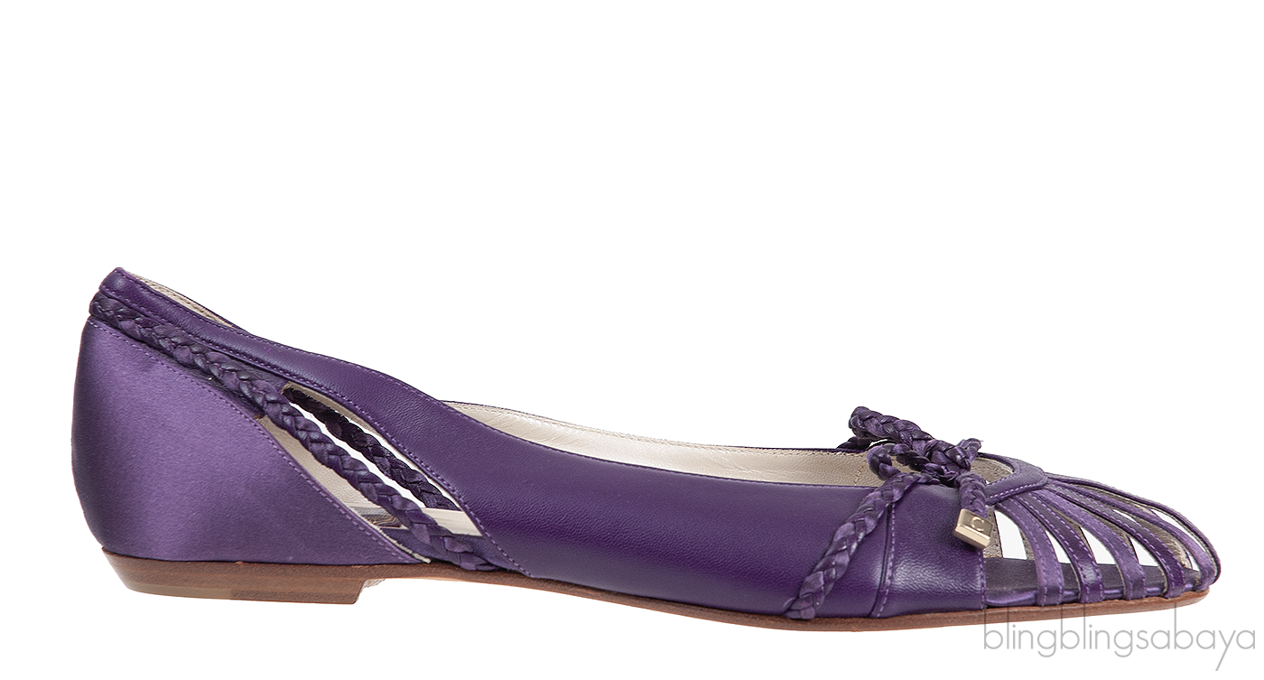 Dior Purple Satin and Leather Ballet Flat
