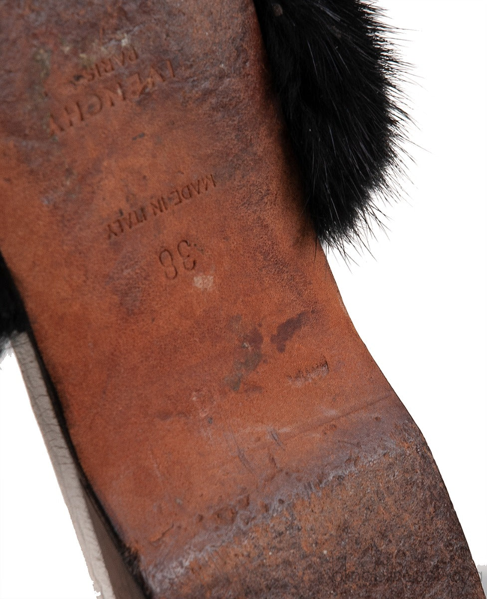White Bedford Fur Trim Mules