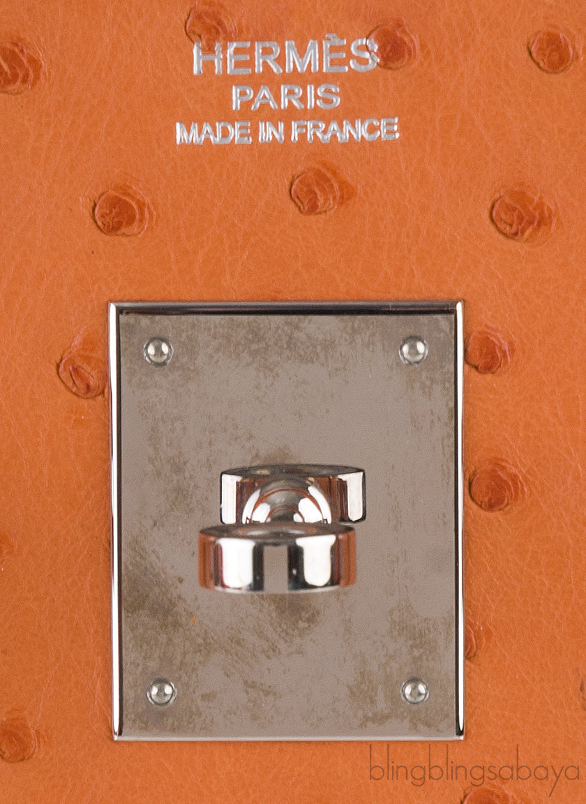 Birkin 30 Tangerine Ostrich PHW