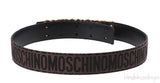 Moschino Brown Jacquard Metallic Logo Buckle Belt