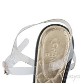 PVC Crystal & Fabric Cap Toe Slingback