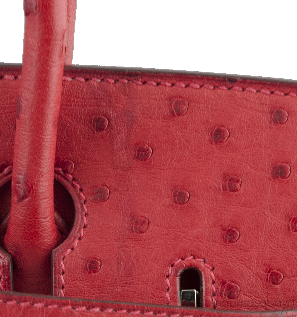 Birkin 30 Rouge VIF Ostrich PHW
