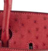 Birkin 30 Rouge VIF Ostrich PHW
