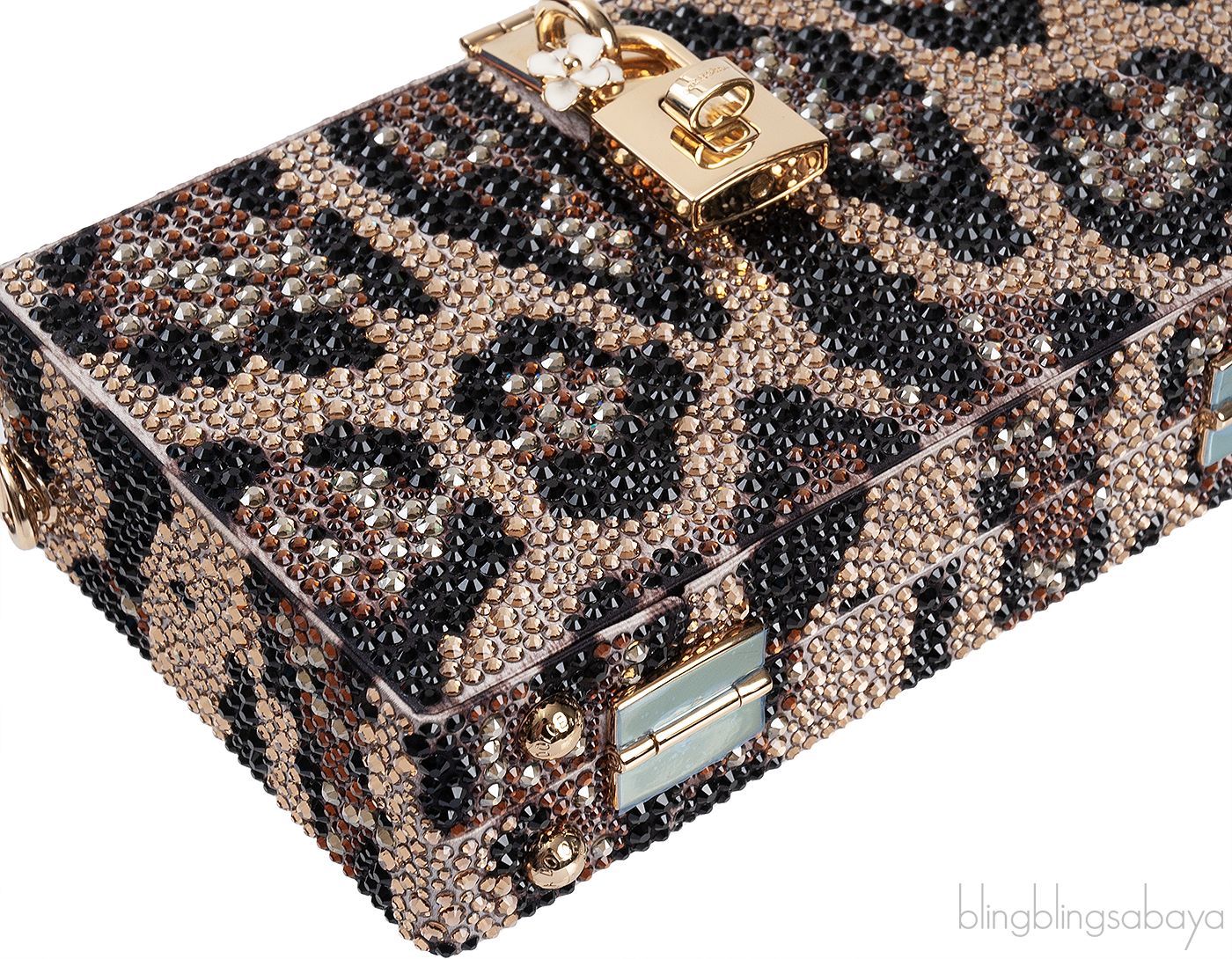 Dolce & Gabbana Leopard Crystal Hard Clutch Shoulder Bag