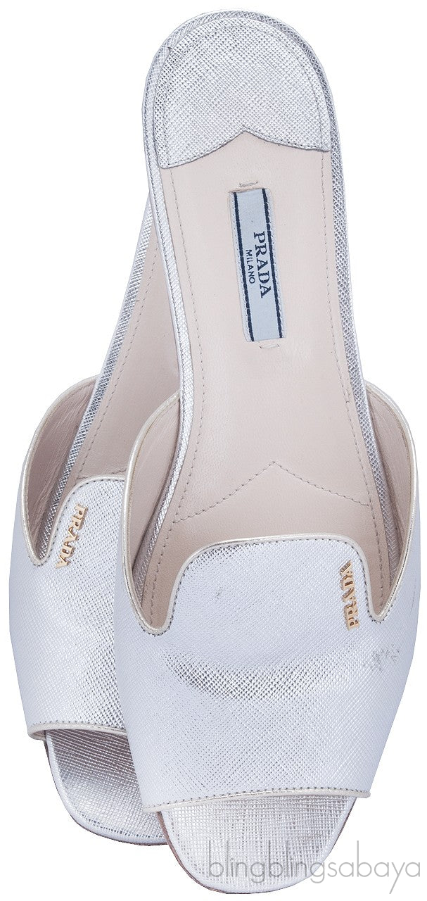Vernice Saffiano Bicolor Open Toe Slide