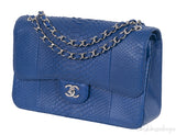 Chanel Classic Blue Python Jumbo Flap Bag