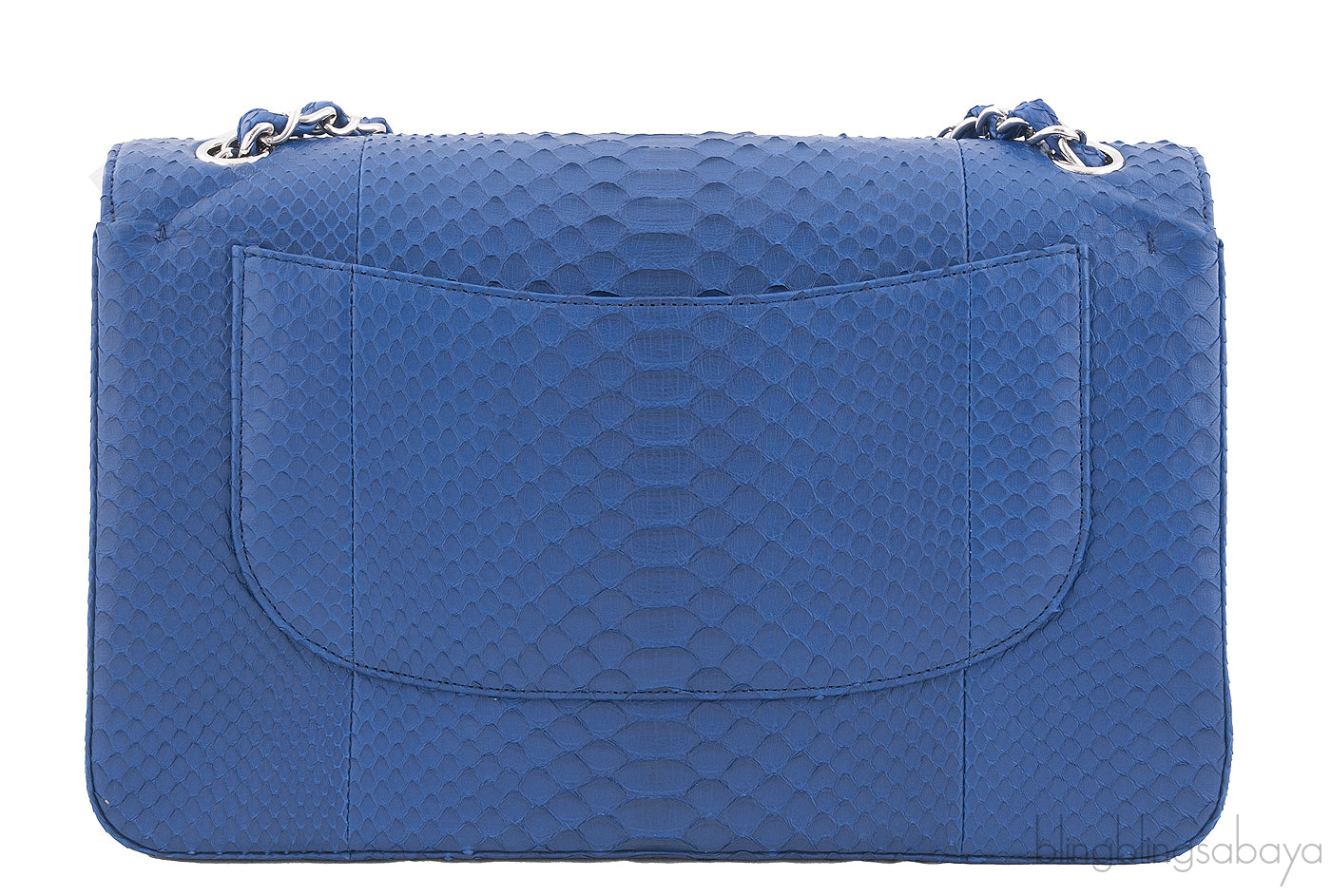 Chanel Classic Blue Python Jumbo Flap Bag