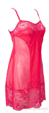 Neon Pink Lace Trim Camisole Dress