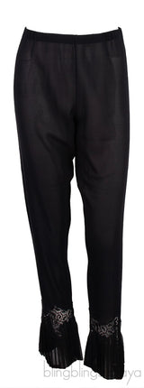 La Perla Black Pleated Trim Silk Pajama Set