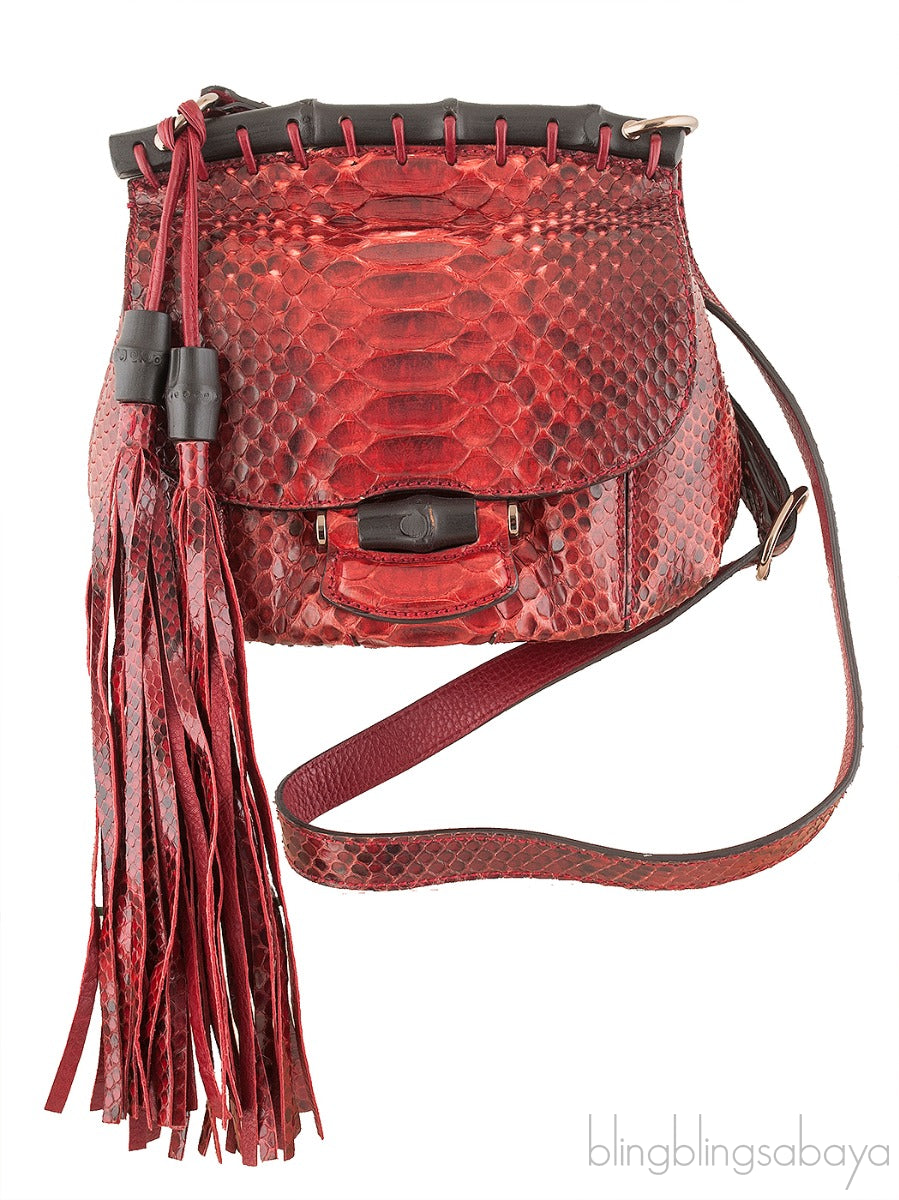 Gucci Red Python Nouveou Mini Shoulder Bag
