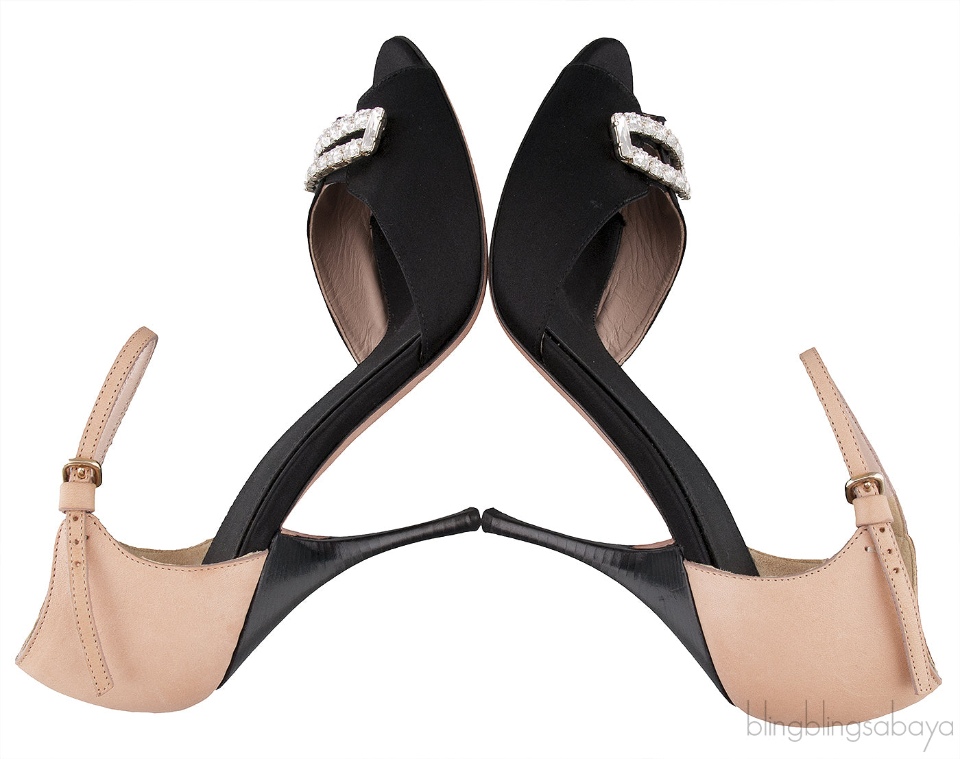 Crystal Peep Toe Slingback Heels