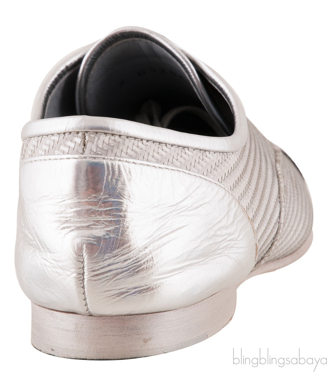 CC Silver Lace Up Cap Toe Shoes
