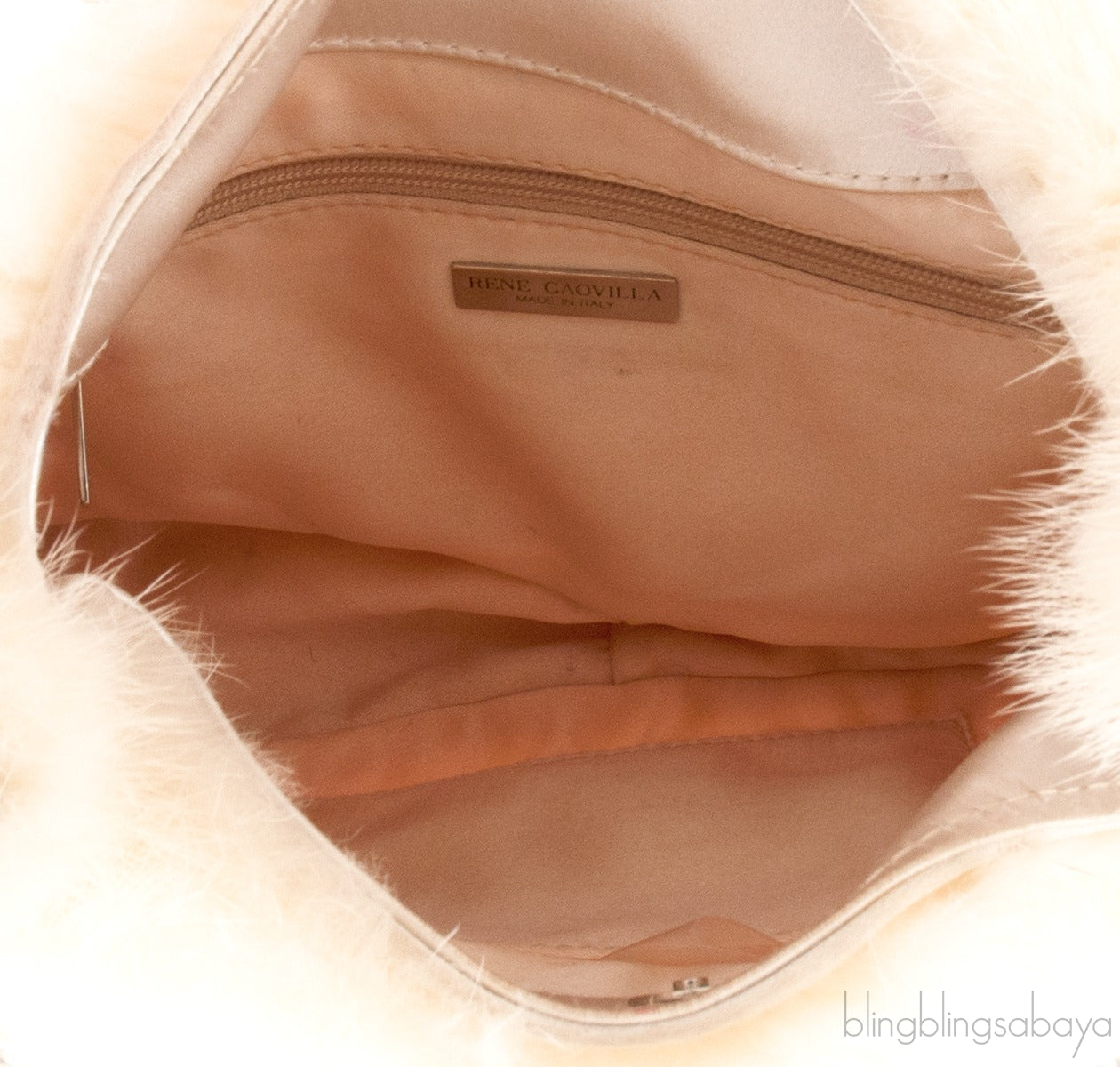 Ivory White Fur Crystal Handbag