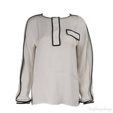 Chloe Milk White and Black Trim Blouse