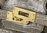Hermes Birkin 25 Gris Tourterelle Crocodile GHW