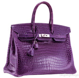 Birkin 35 Amethyst Porosus Crocodile