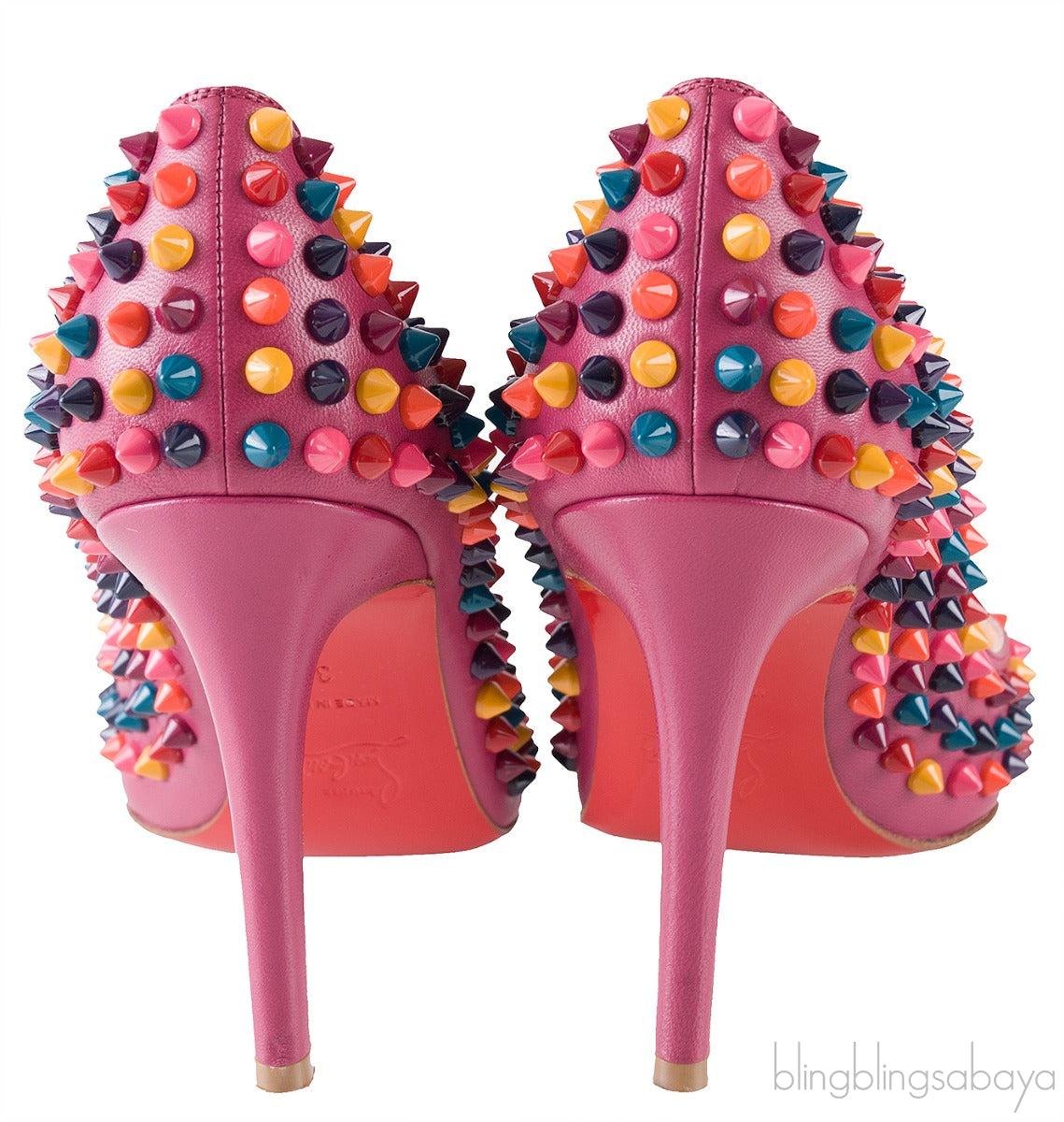Multicolored Spike Purple Leather Pump