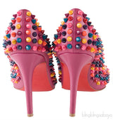 Multicolored Spike Purple Leather Pump