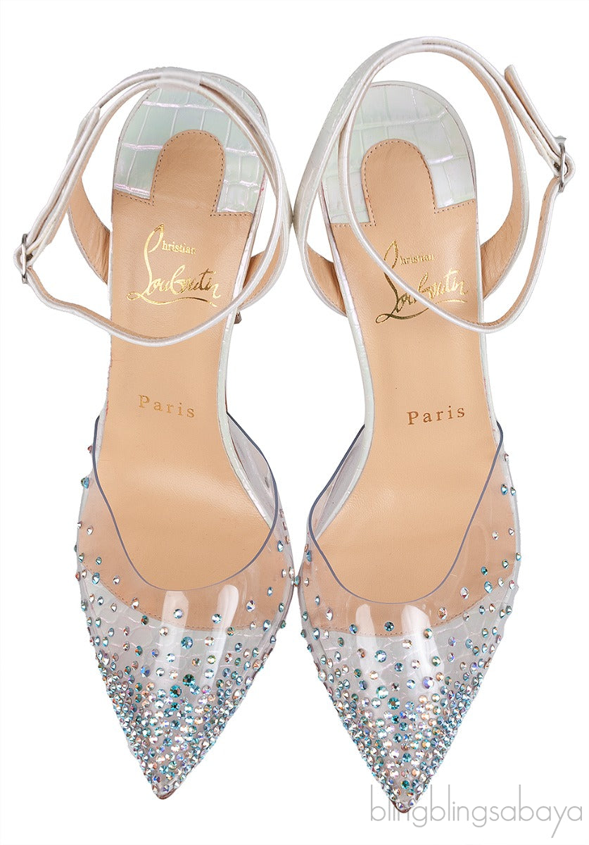 PVC Crystal Croc Print Slingback Heels