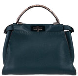 Fendi Selleria Peekaboo Dark Green Medium Python Handle Bag