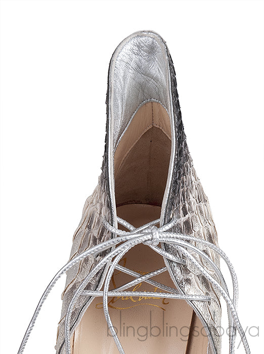 Mega Vamp 100 Silver Python Lace Up Pump