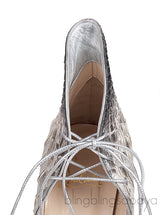 Mega Vamp 100 Silver Python Lace Up Pump