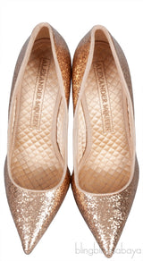 ALEXANDER MCQUEEN Gold Glitter Heart Pumps