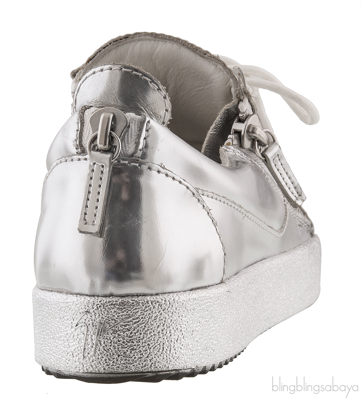 Silver Metallic Leather Sneaker