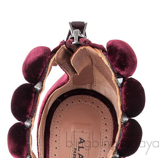 Burgundy Velvet Bombe Heels