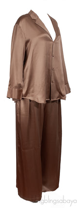 Brown Satin Trouser and Long Sleeve Shirt