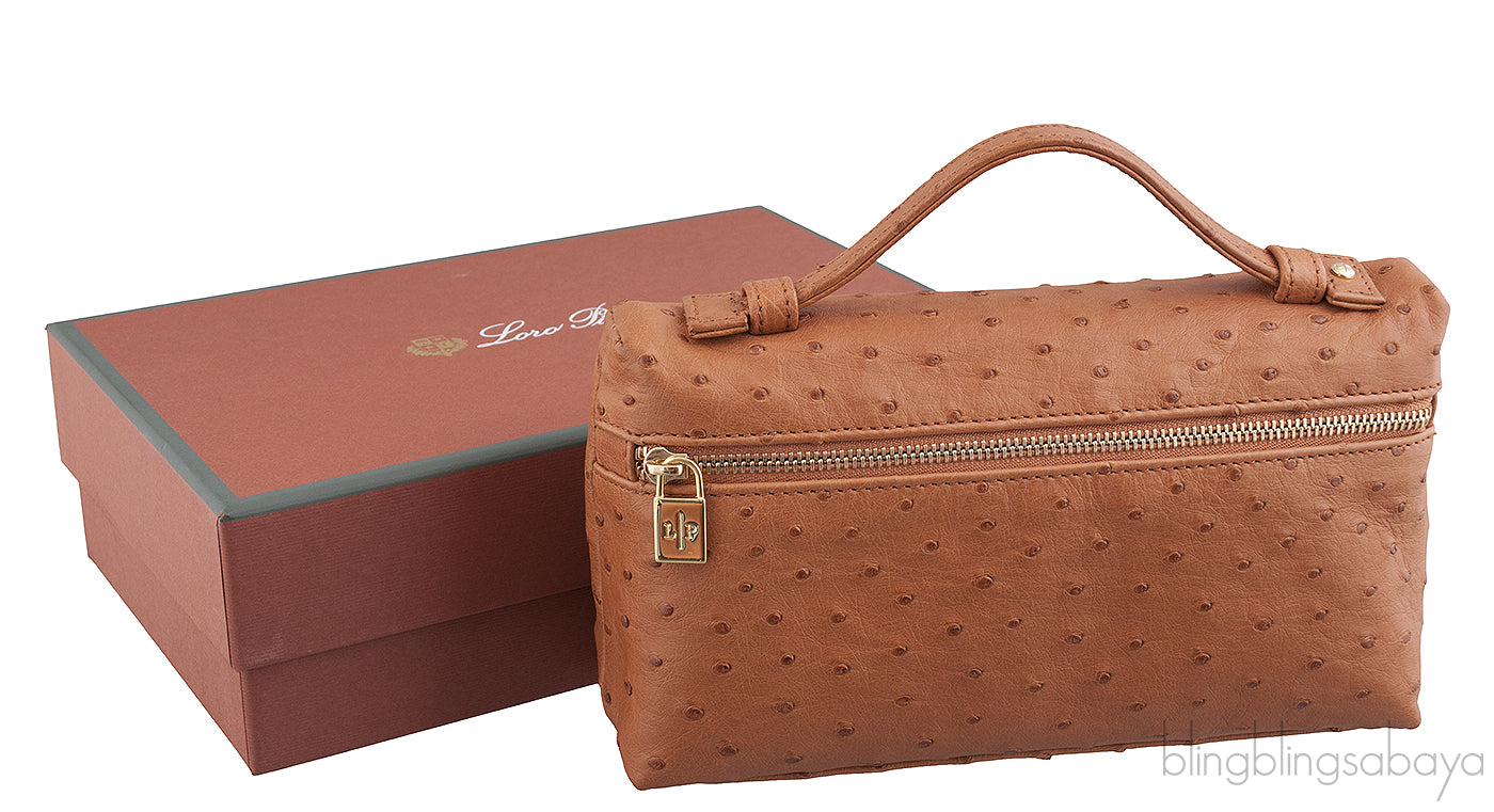 L19 Brown Ostrich Pouch