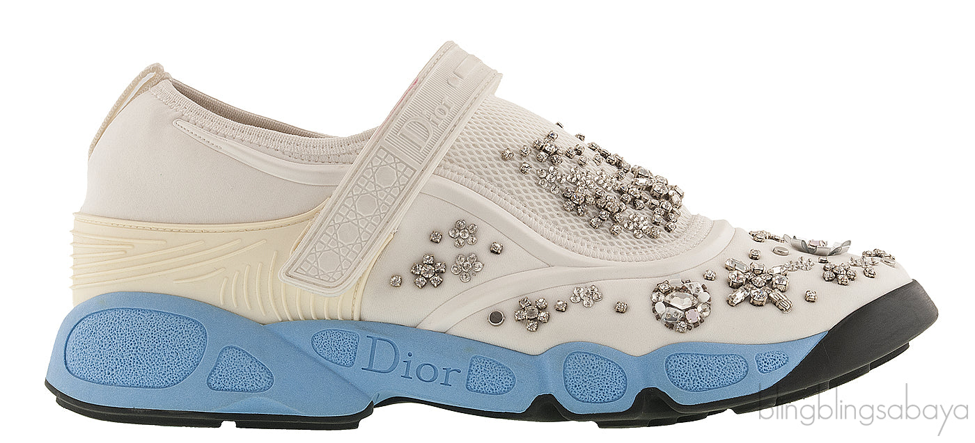 White Crystal Embellished Sneakers