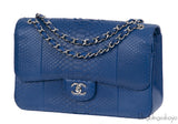 Chanel Classic Blue Python Jumbo Flap Bag
