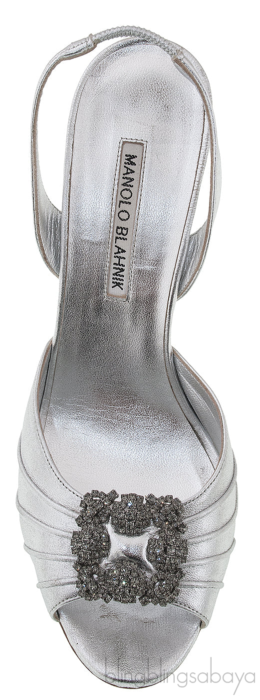 Cassia Silver Peep Slingback Pump