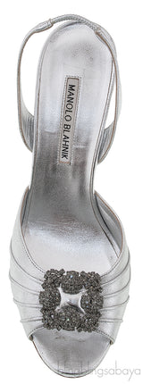 Cassia Silver Peep Slingback Pump