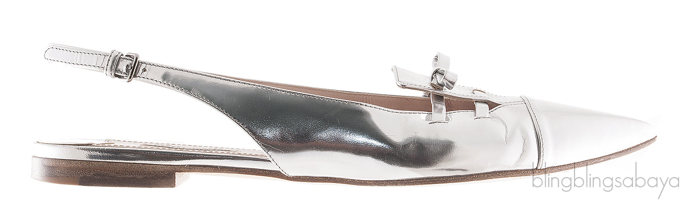 Silver Slingback Flat Sandals