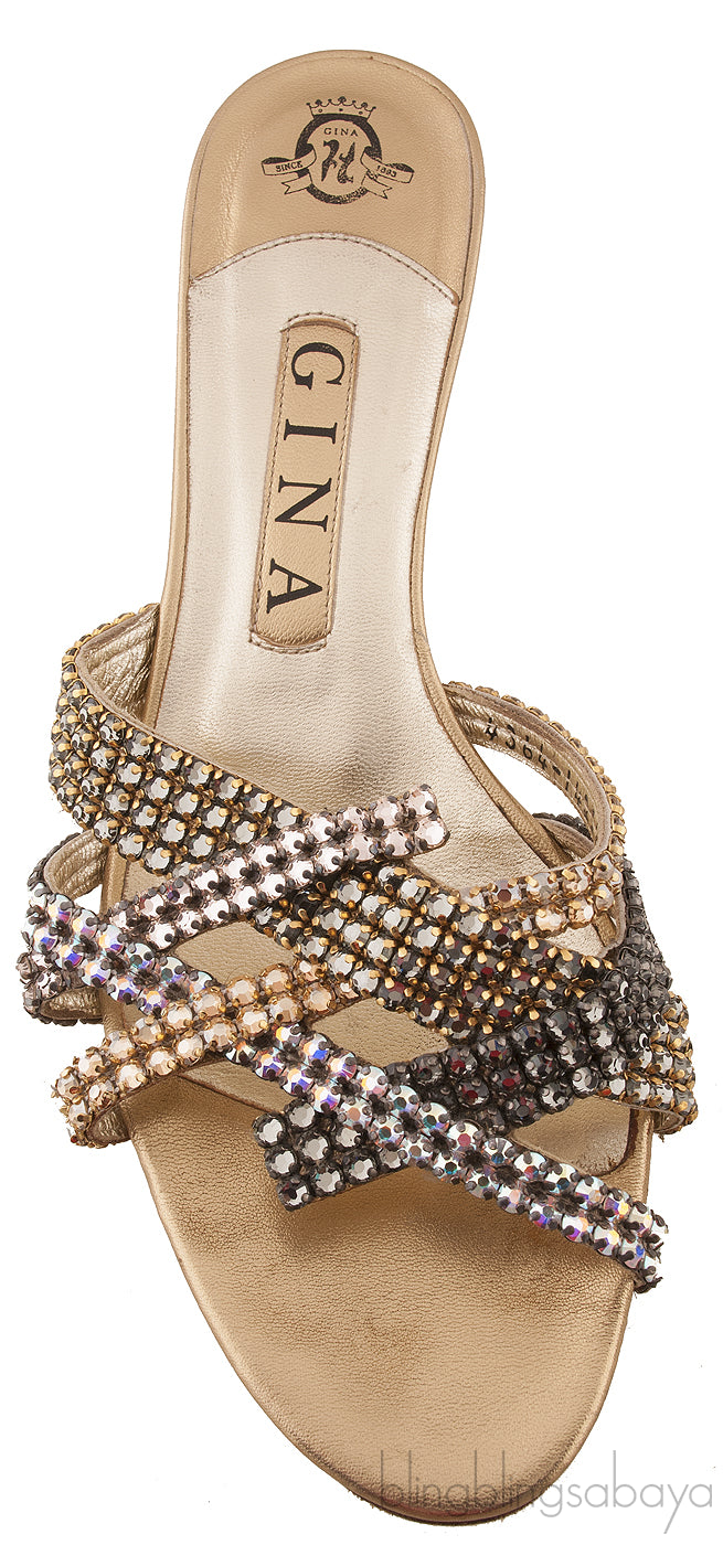 Tri-color Crystal Mini Kitten Heels