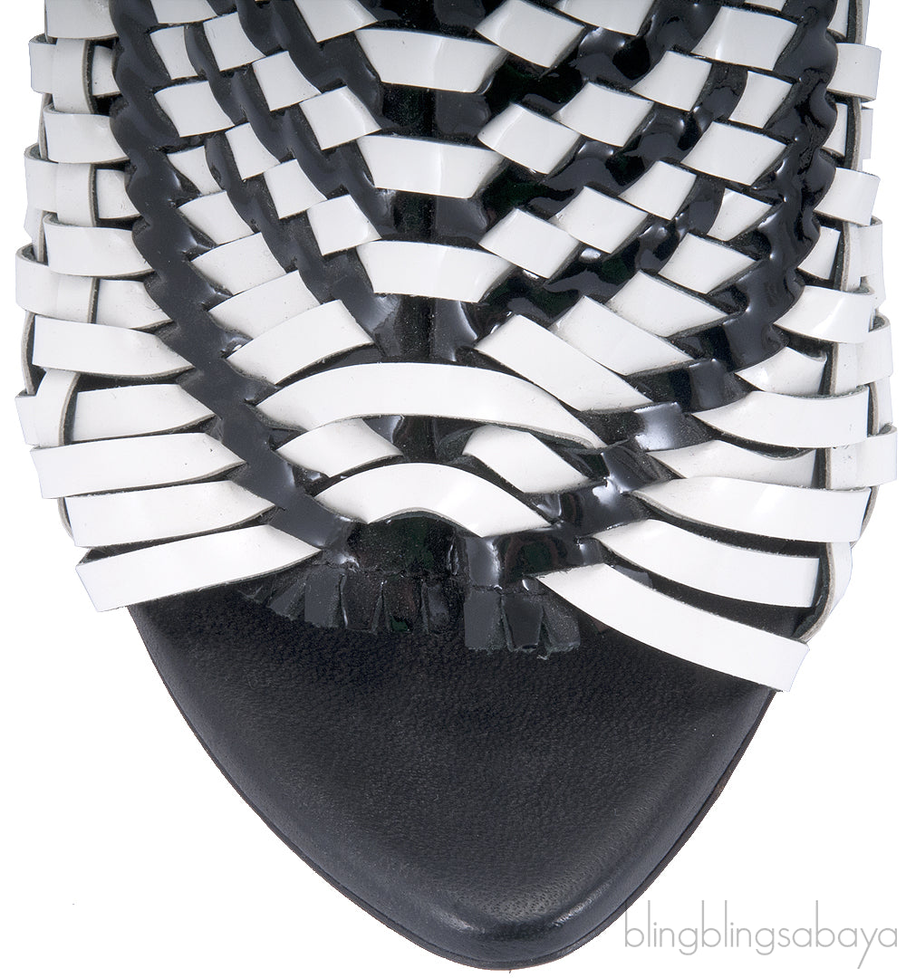 Black / White Monochrome Woven Sandals