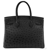 Birkin 30 Black Ostrich PHW